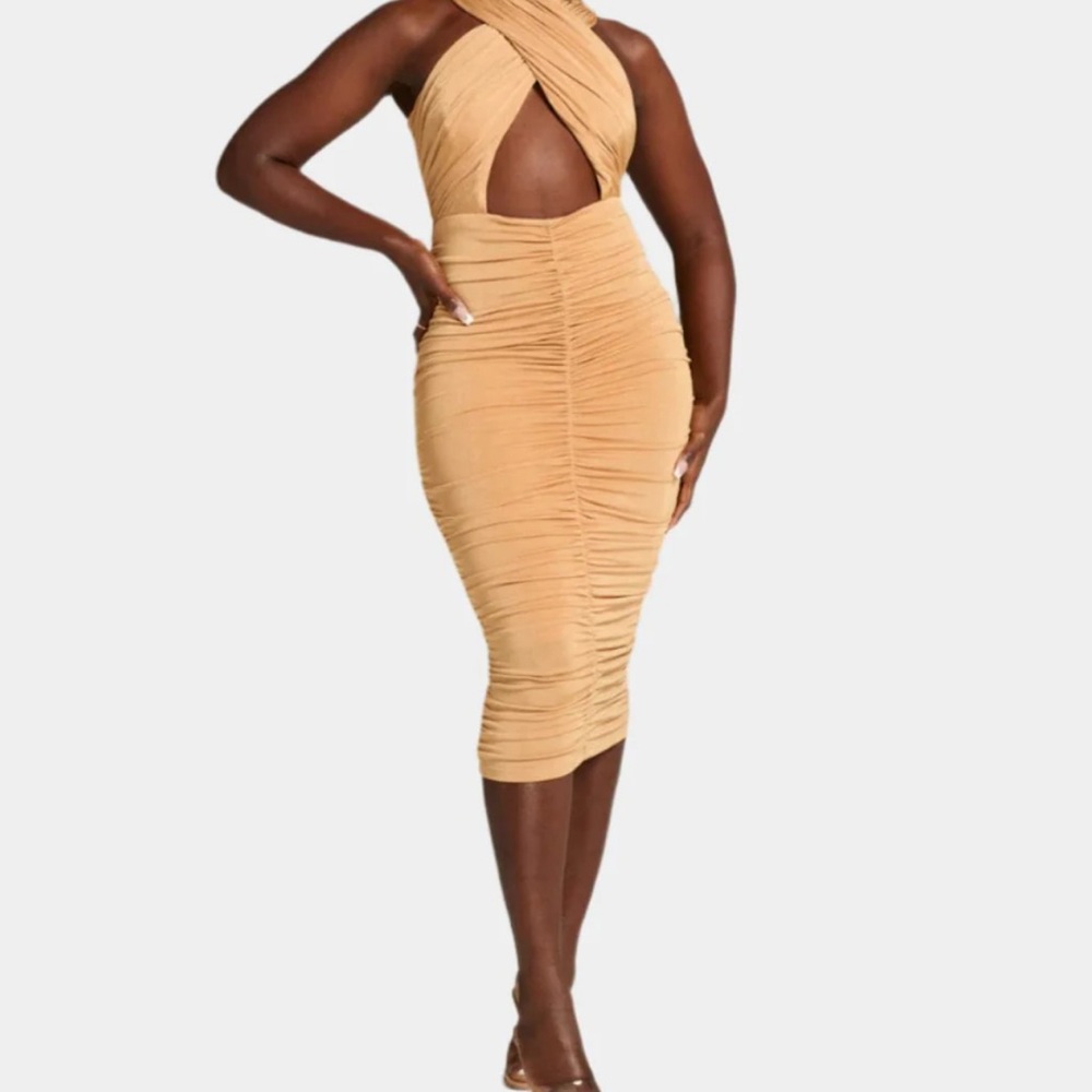 NWT Gabrielle union x NY&co Elegant metallic iced coffee, bodycon party dress xl
